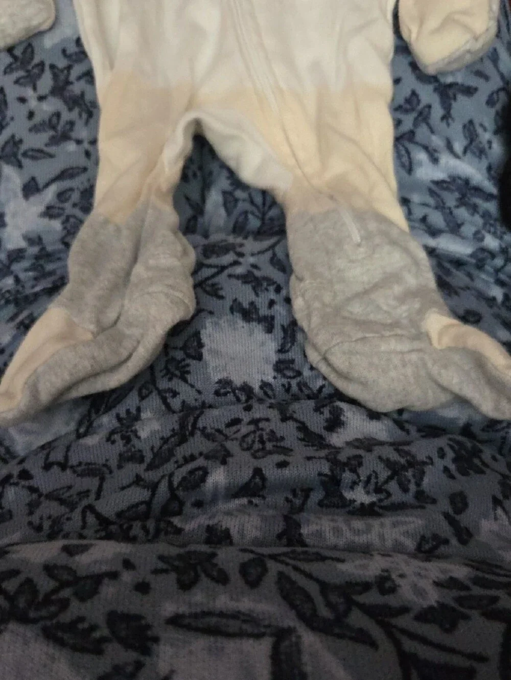 The Honest Company Gray and Cream Striped Baby Footie One-Piece Newborn NWOT